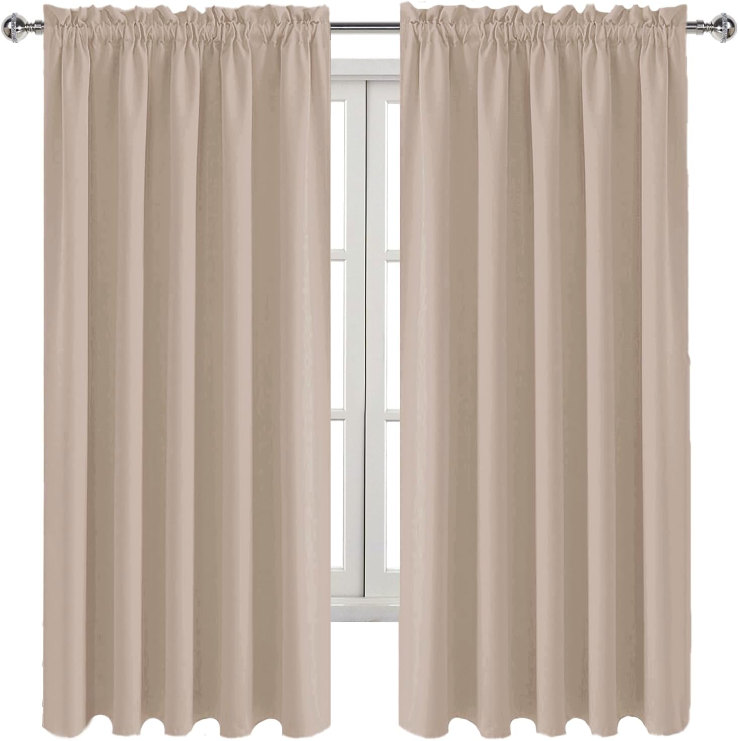 DWCN Blackout Curtains for Living Room Thermal Insulated, Energy Saving & Noise Reducing Bedroom Curtains, Camel, W 60x L 63 Inch, Set of…