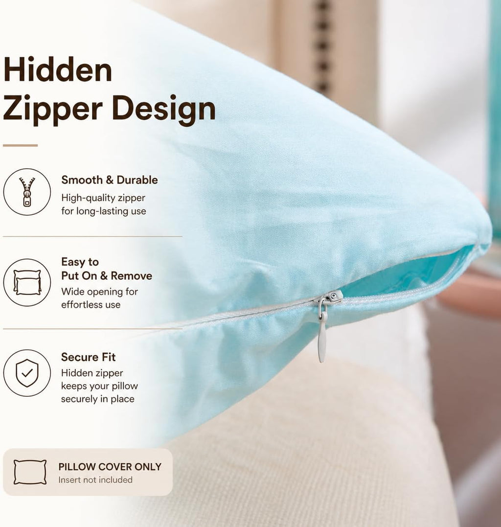 Evolive 300 Thread Count 100% Cotton Body Pillow Cover, 21" x 54", Soft Breathable Replacement Pillow Case with Hidden Zipper Closure (Ligh…