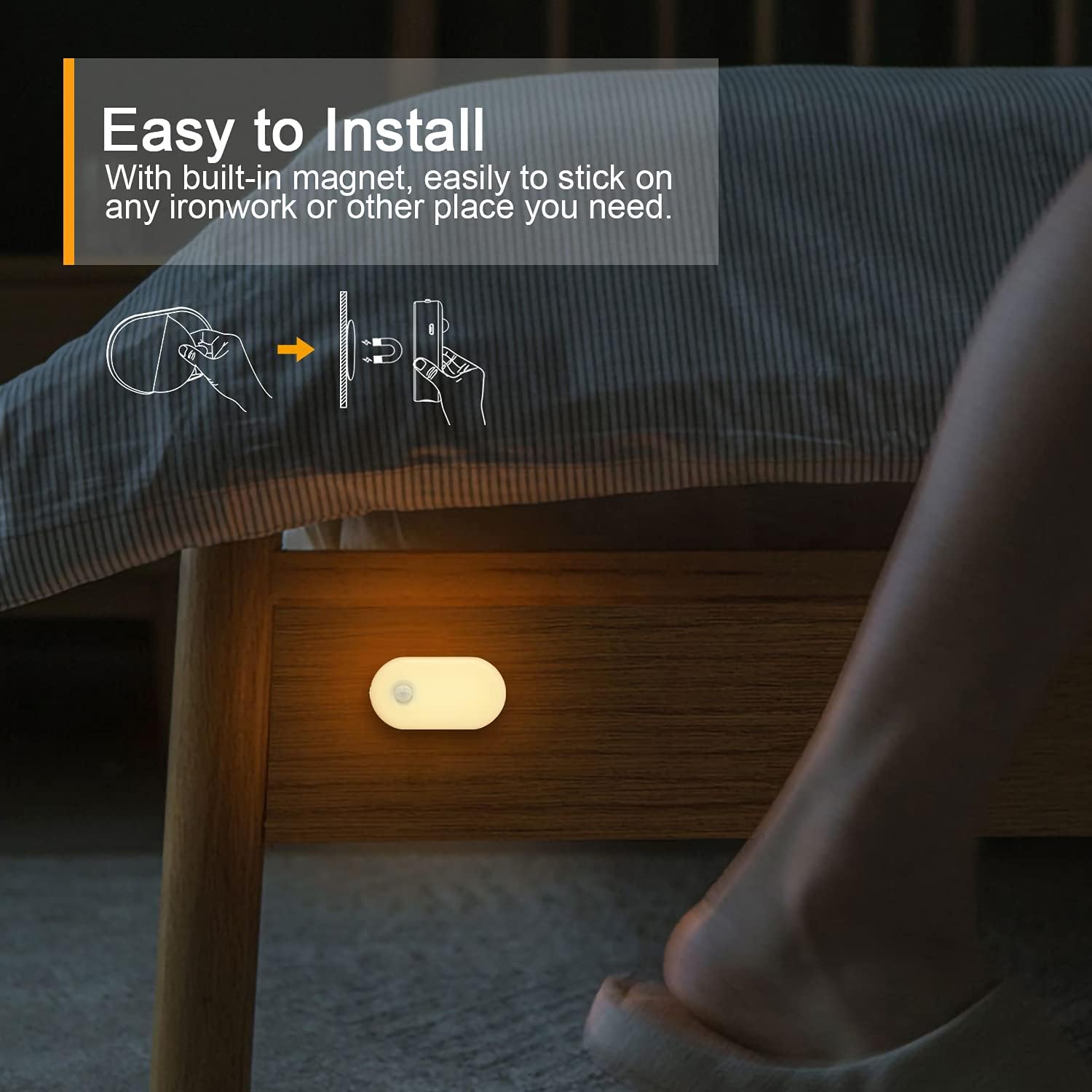 Lyridz Rechargeable Battery Night Light with Motion Sensor, Stick on Anywhere, 1-20LM Dimmable LED Nightlights for the Bedroom, Bathroom…