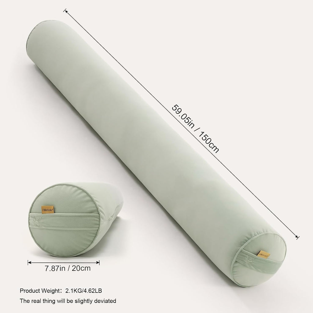 Body Pillow for Adults, Long Round Pillow, Big Cylindrical Pillow, Large Full Bolster Pillows for Side Sleepers (Celadon Green, 59"*7.87")