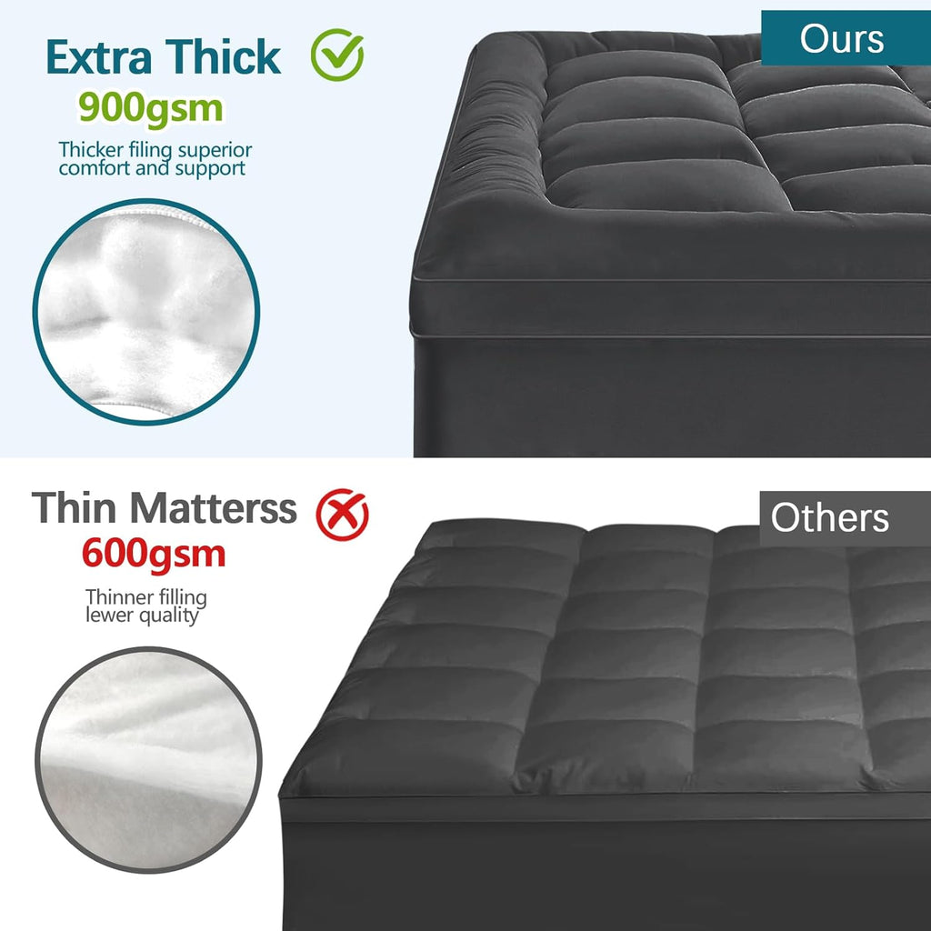 CYMULA Mattress Topper Super Queen Size - Extra Thick Cooling Mattress Pad Cover for Back Pain - Soft Mattress Protector Bed Topper…