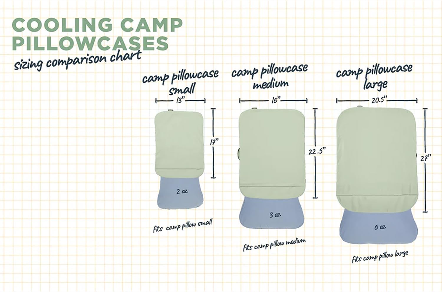 HEST Pillowcase Cooling - Compatible Camp Pillows - Jade Cooling Fabric - Machine Washable - Outdoor Ready - Small