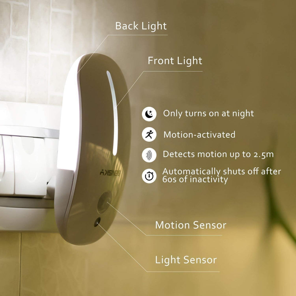 Sensky Plug-in LED Backlit Night Light with Motion Sensor, Dusk to Dawn Sensor, Auto On/Off Nightlight for Kids and Adults, Bedroom…