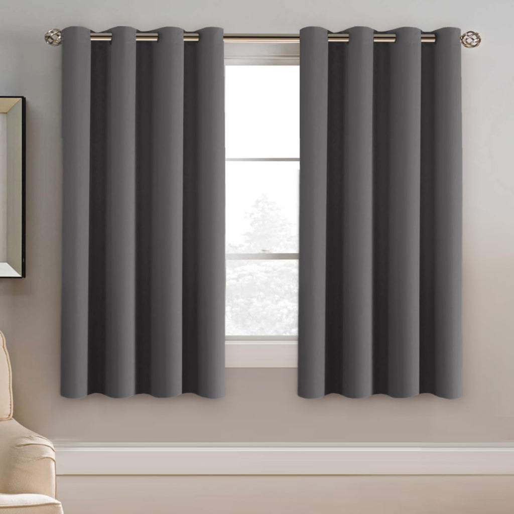 H.VERSAILTEX Blackout Grey Curtains for Bedroom Thermal Insulated Curtains 63 Inches Length Blackout Curtain Panel for Living R…