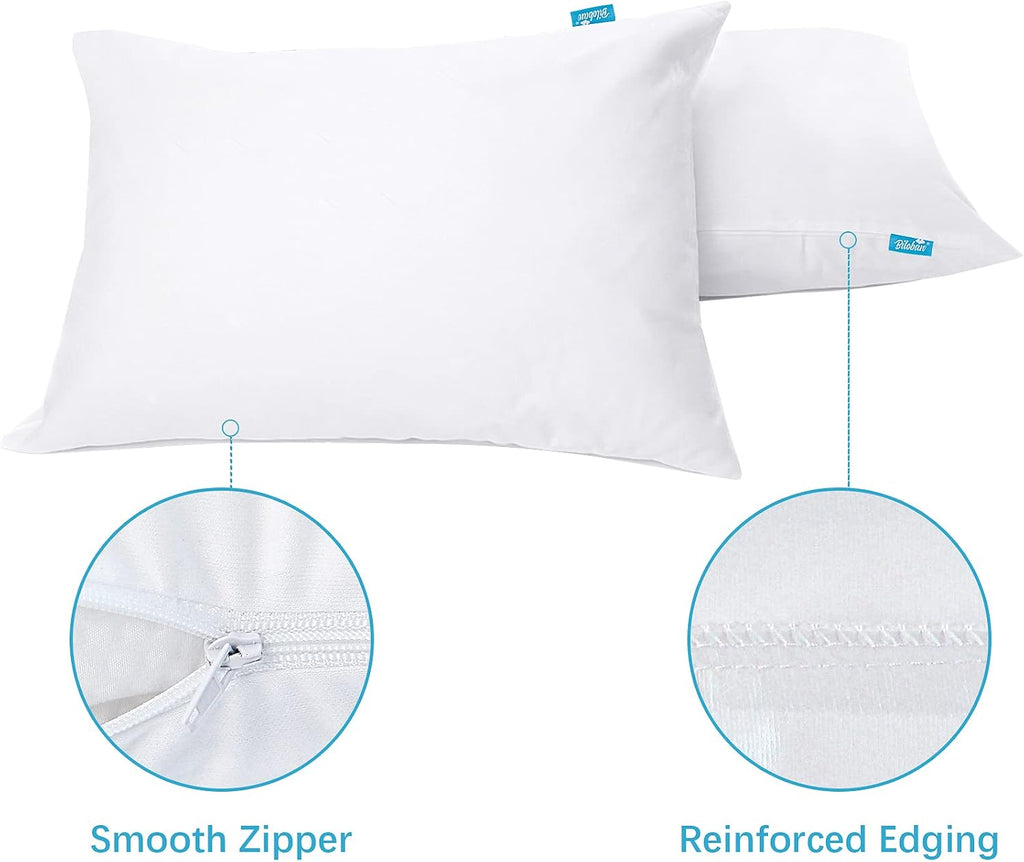 Bilobanbabybedding Toddler Pillowcase 4 Pack Waterproof Pillow Protector Zippered Pillow Cover Fit for Toddler Pillow 13"x18" & 14"x19", Wh…