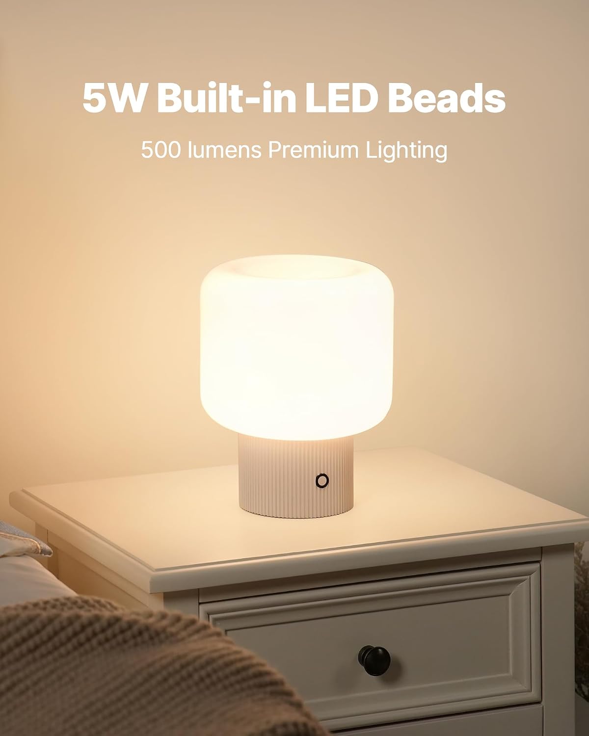 MAGCHARM Halo Mushroom Lamp, 5W Cute Cordless Rechargeable Table Lamp with Glass Shade, 3 Color Temps LED Dimmable Ambient Lighting…