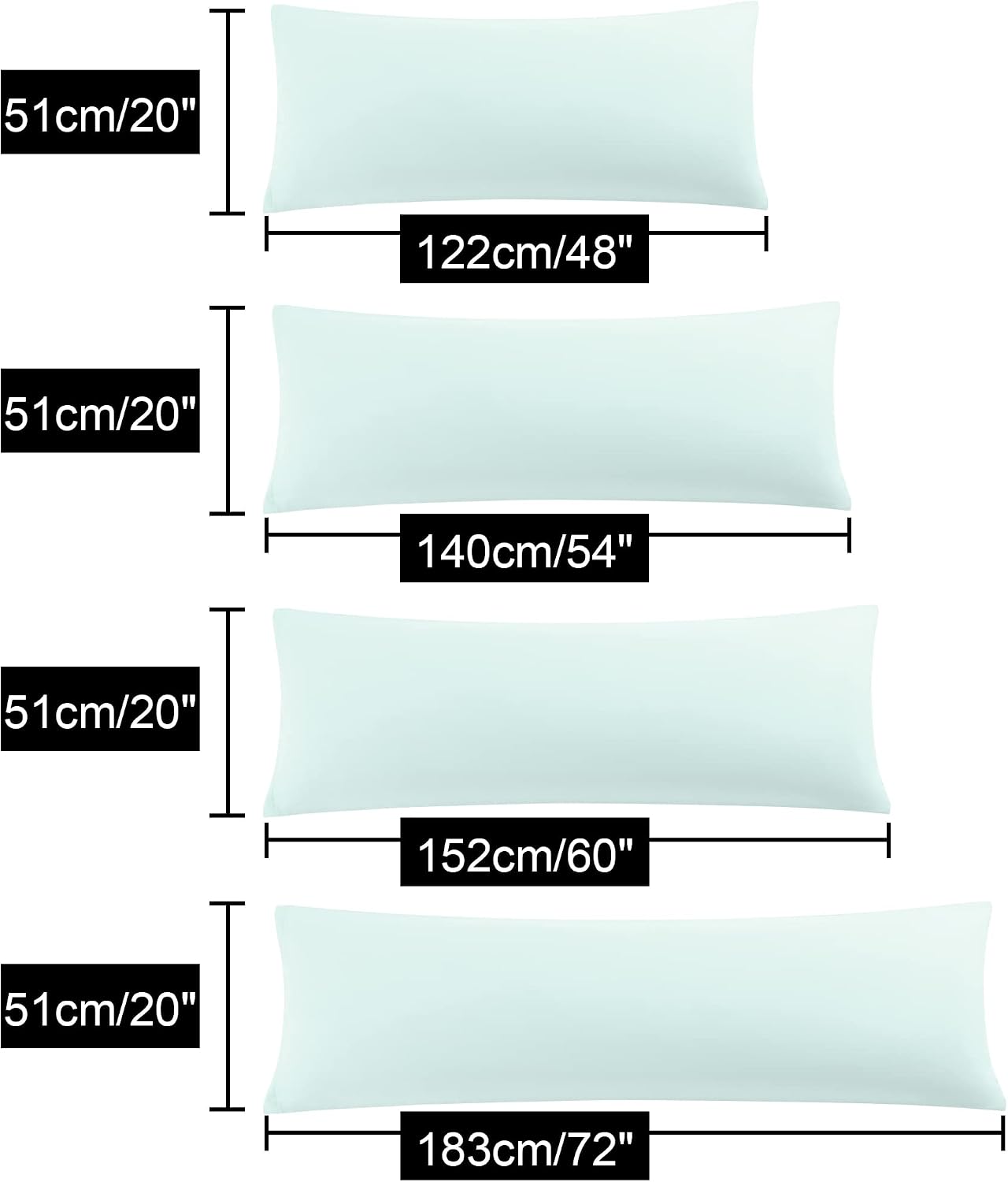 uxcell Soft Microfiber Body Pillow Cover with Zipper Closure, Long Pillow Cases for Body Pillows Weave for 90 GSM Polyester, Light Gray Bod…