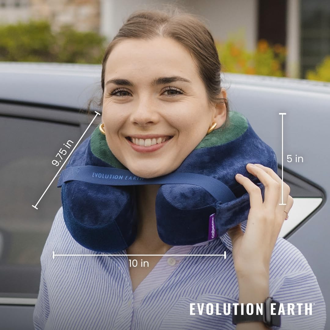 Cabeau Neck Pillow for Travel – Evolution Earth – 360° Head, Neck and Chin Support for Sleeping – Sustainable Memory Foam (Terra) plastic G…