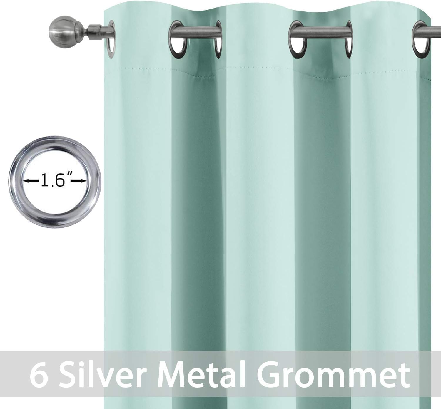Yakamok Blackout Curtains Room Darkening Thermal Insulated Window Panels, Solid Grommet Top Drapes for Bedroom/Living Room(42Wx72L, Aqua…