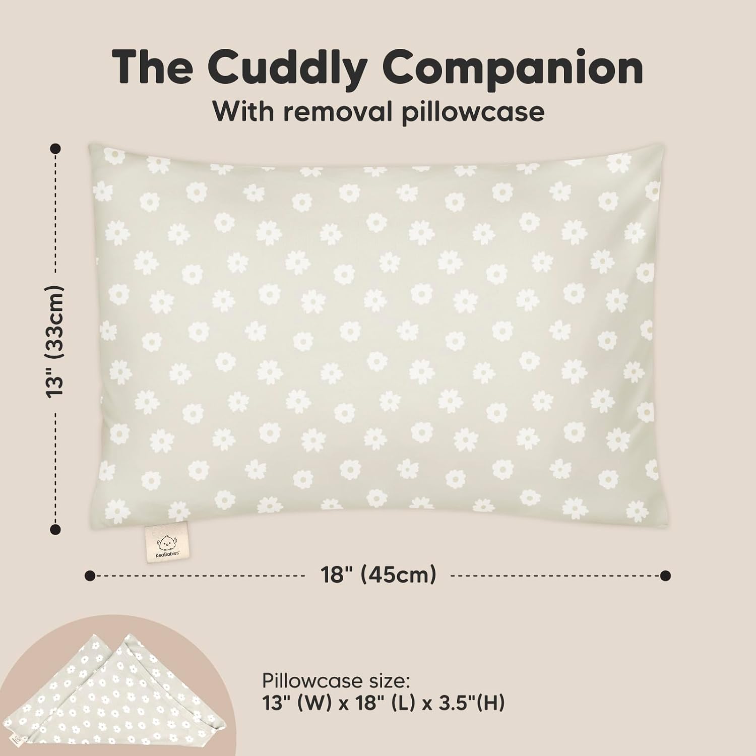 KeaBabies Toddler Pillow with Pillowcase - 13x18 My Little Cuddly Kids Travel Pillows for Sleeping, Nap, Viscose from Bamboo Nursery…
