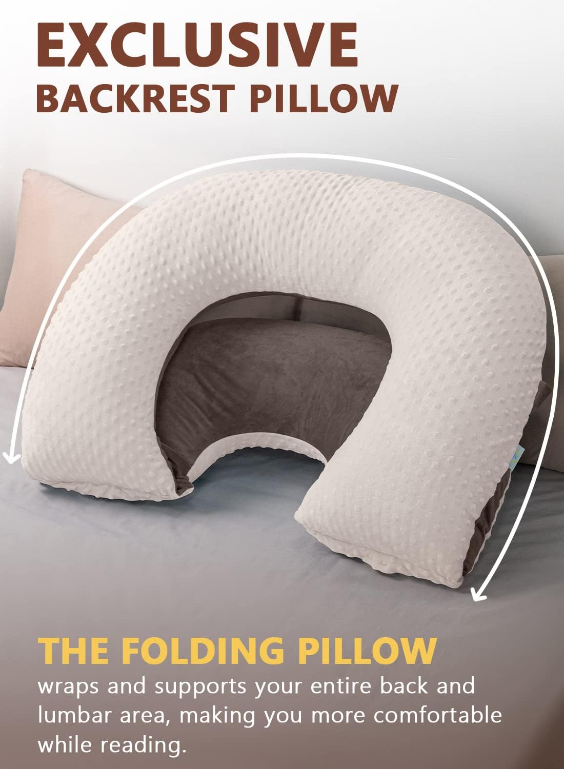 Insen Reading Pillow, Back Pillow for Sitting in Bed for Reading, Nurse & Relax, Reading Pillow for Adults, Moms & Kids, Sit Up Pillow for…