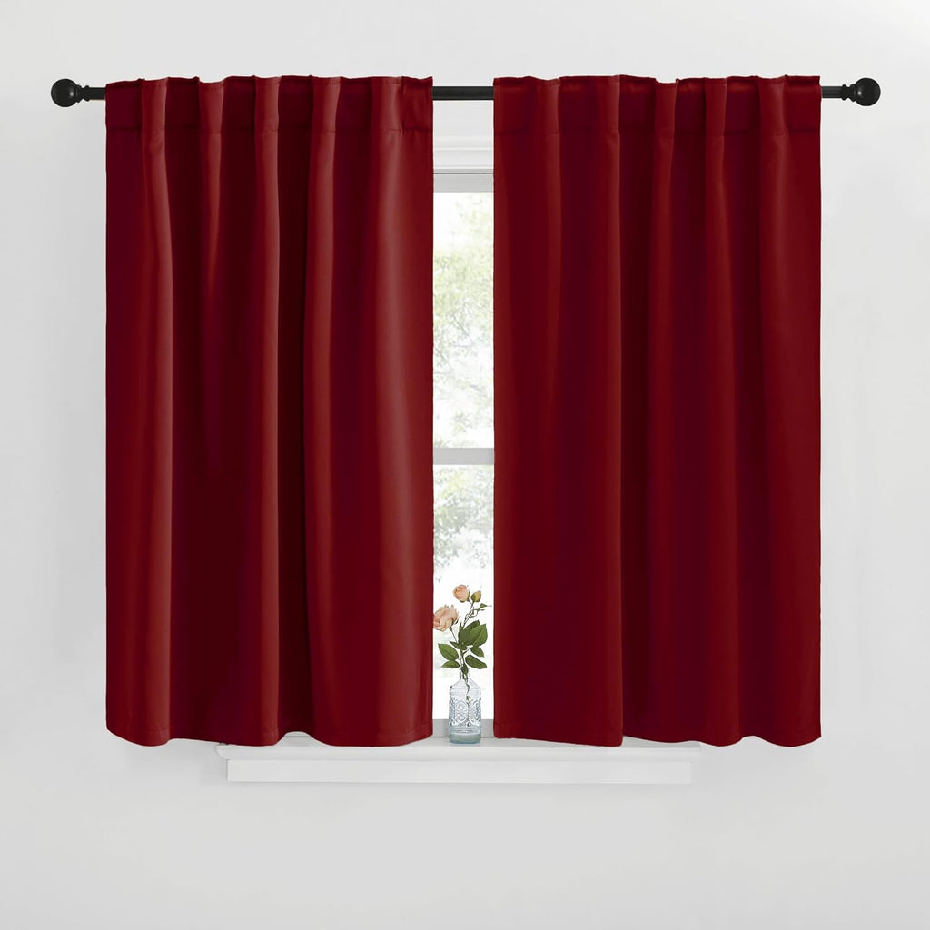 NICETOWN Blackout Window Curtains for Camper - (Burgundy Red Color) 42x40 Inch, 2 Panels Set, Thermal Insulated Room Darkening Blackout…