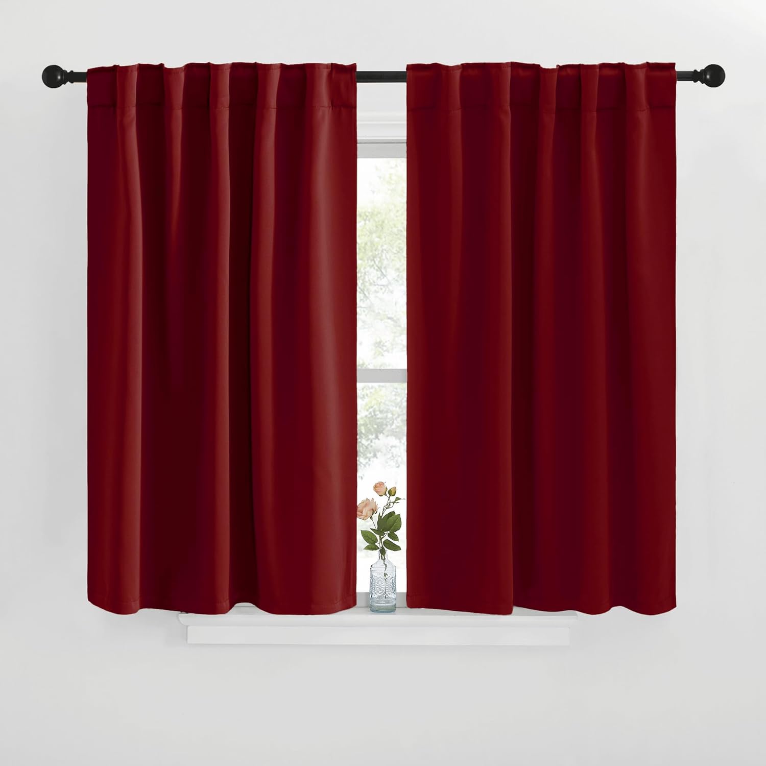NICETOWN Blackout Window Curtains for Camper - (Burgundy Red Color) 42x40 Inch, 2 Panels Set, Thermal Insulated Room Darkening Blackout…