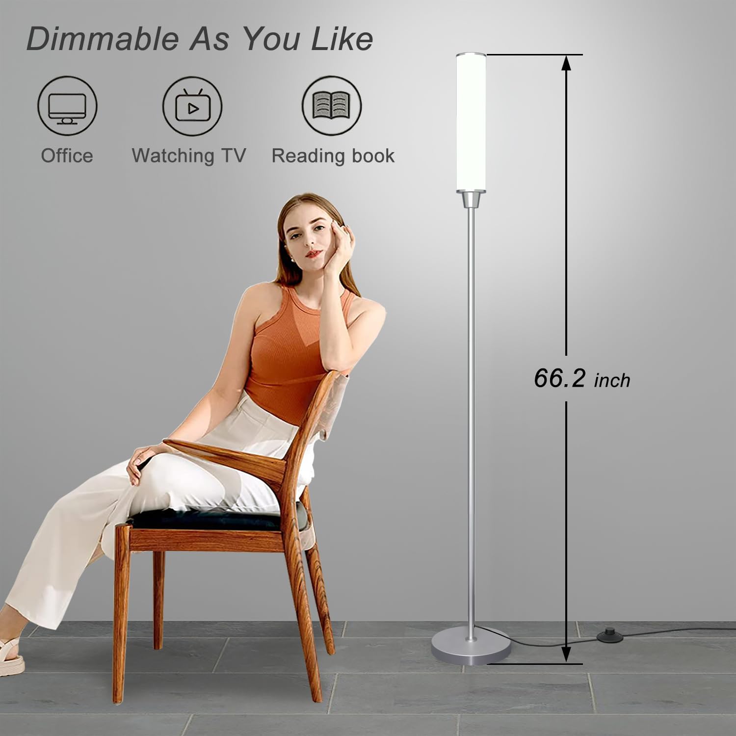 Nukanu Floor Lamp with Remote Control, Bright Floor Lamps for Living Room/Bedroom/Office, Stepless Adjustable 3000K-6000K Colors and…