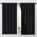 Yakamok 100% Blackout Curtains for Bedroom, 2 Thick Layers Thermal Insulated Grommet Total Blackout Drapes with Black Liner for Living Room…