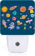 Cute Space Doodle Night Light, Plug-in Nightlights Auto Sensor Night Lamp Dusk to Dawn Lamp Home Decor for Nursery Children Girls Boys