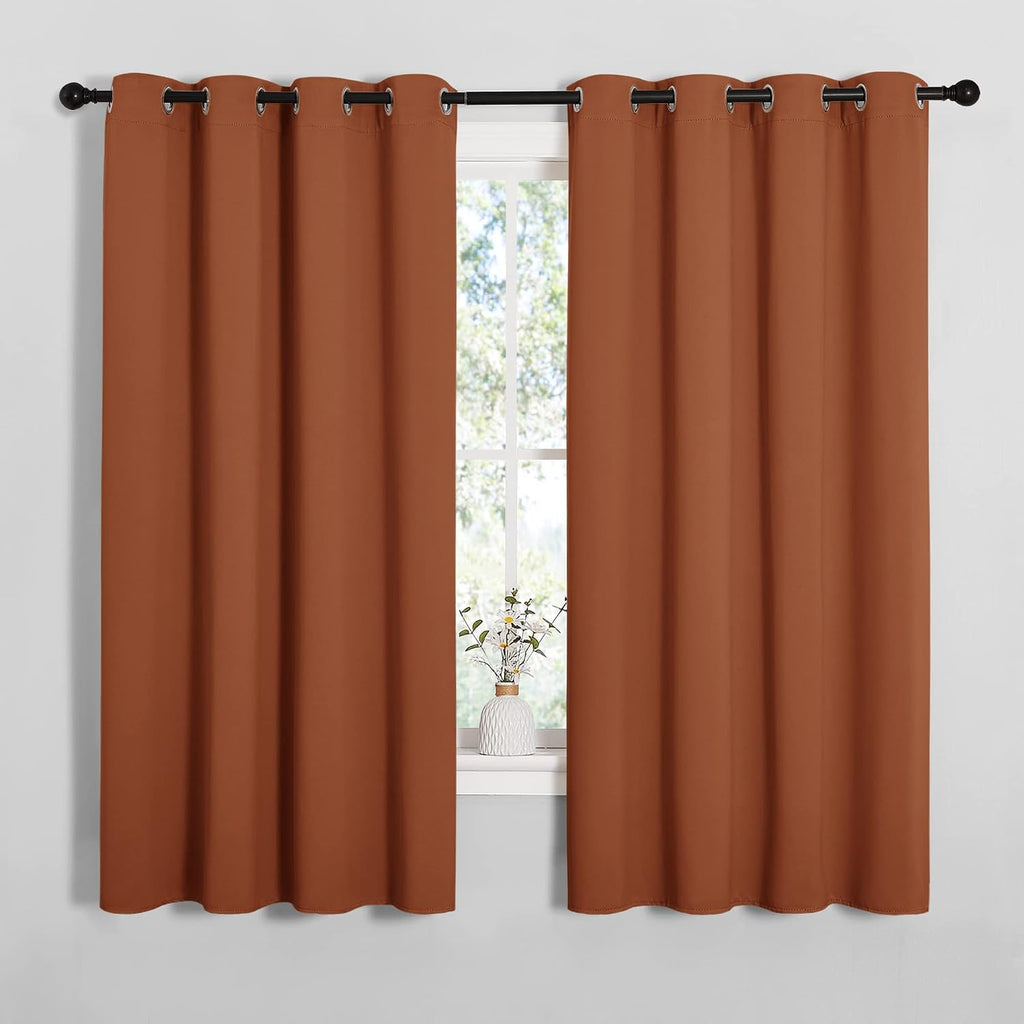 NICETOWN Blackout Curtain Panels for Girls Room, Nursery Essential Thermal Insulated Solid Grommet Top Blackout Drapes (Burnt Orange, 1…