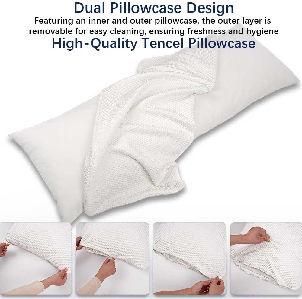 Talatex Premium Natural Latex Body Pillow – 3 Adjustable Compartments for Custom Support, Tencel Silk Removable Cover, Ideal for Side…