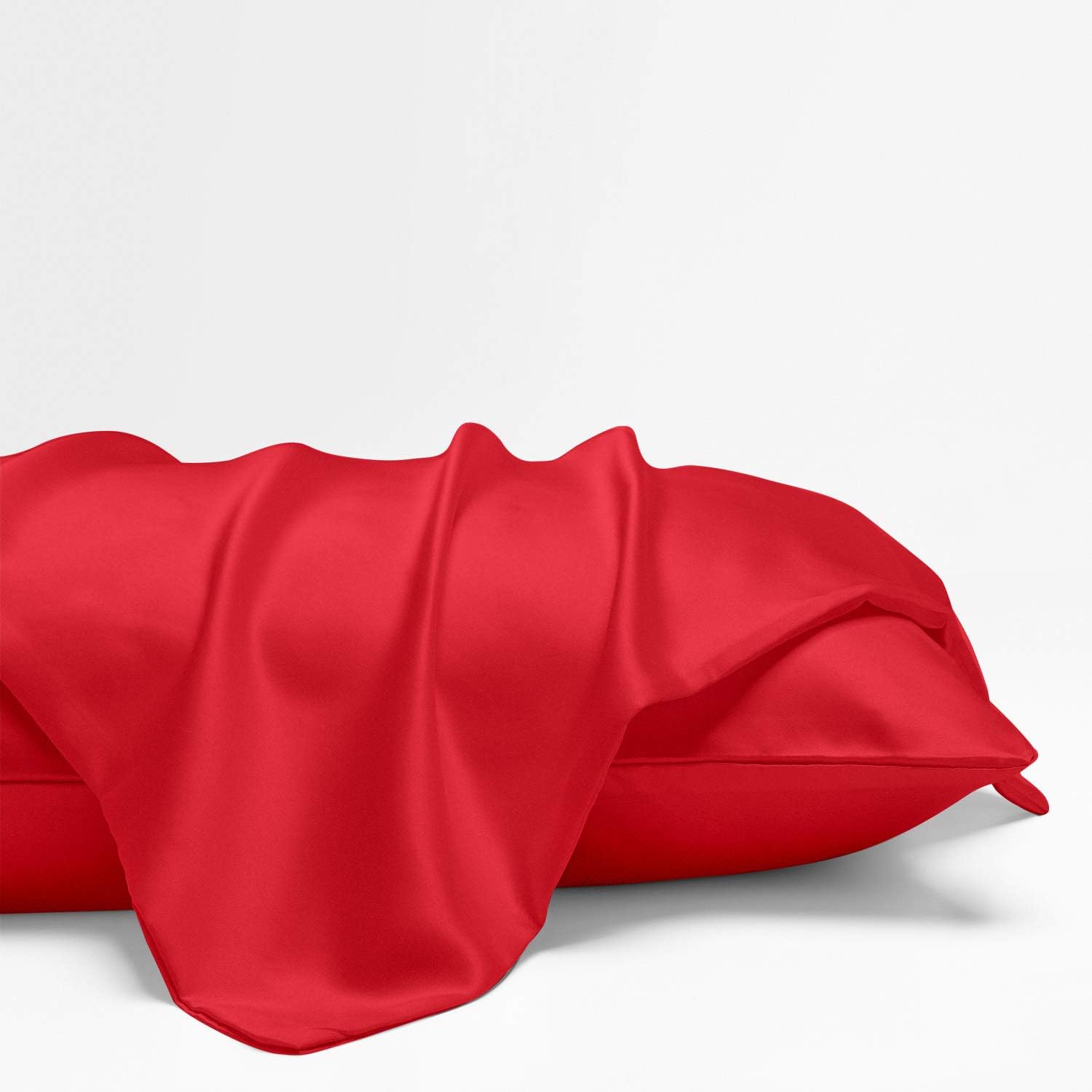 Ntbay Zippered Satin Pillow Cases for Hair and Skin, Luxury Standard Hidden Zipper Pillowcases Set of 2, 20x26 Inches, Red 26 Inches Red