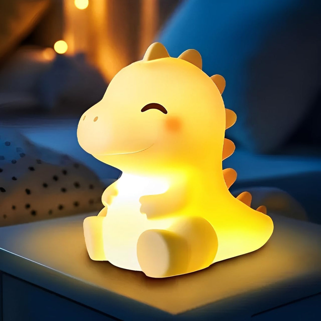 Mewaii Huggwaii Squishy Dinosaur Night Light for Kids, 4 White Noise Dimmable Silicone Kids Night Light, Long Battery Life Rechargeable Din…
