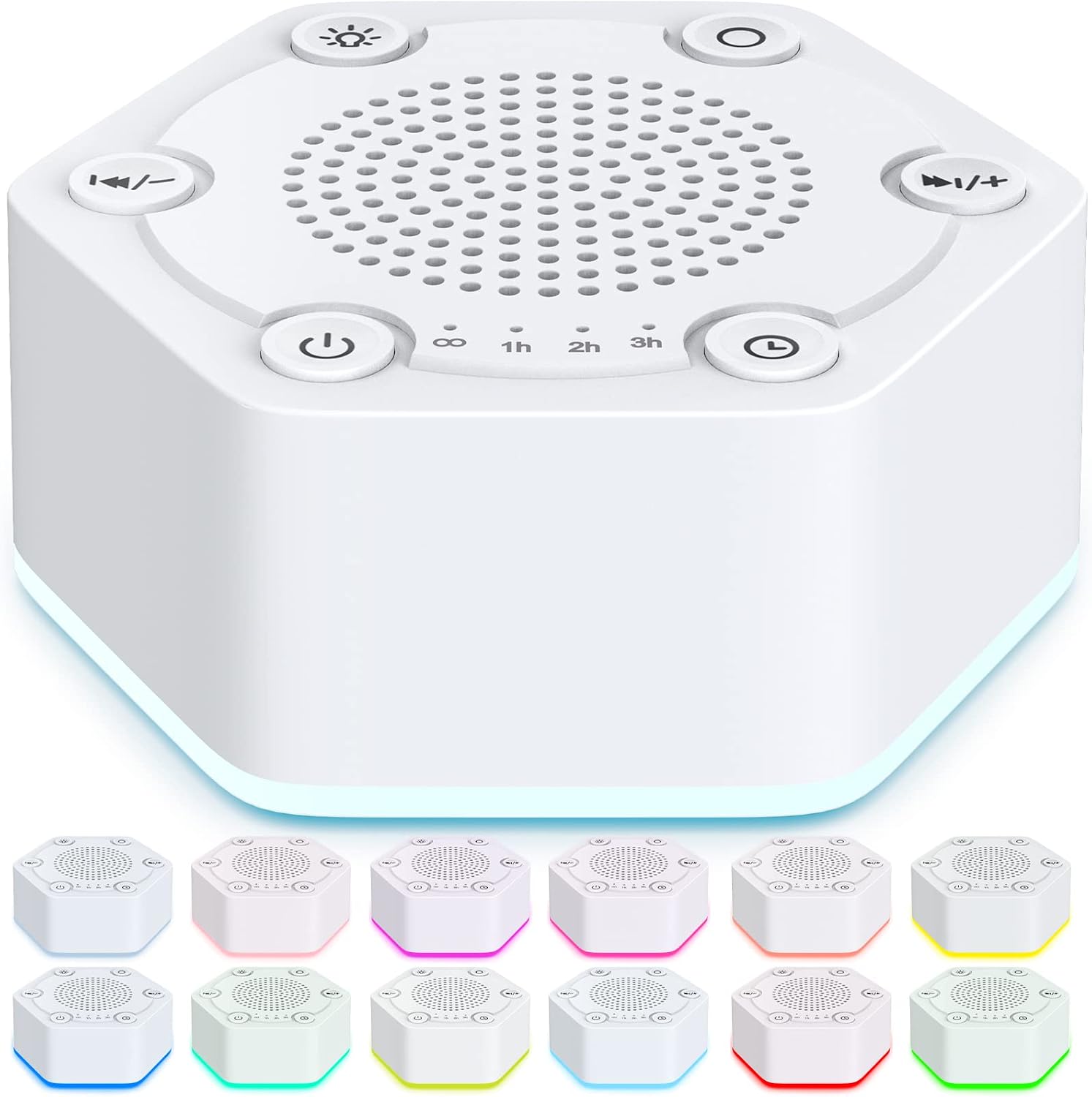 WowSleep White Noise Sound Machines with High Fidelity 30 Unique Non-Looping Soothing Sounds 12 Colors Night Light 4 Timers 10-Level Bright…