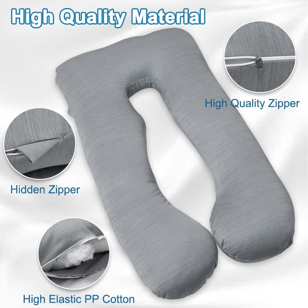 Moonpine MOON PINE Pregnancy Pillow, U Shaped Full Body Pillow for Maternity Support, Sleeping Pillow with Cover for Pregnant Women (Coolin…