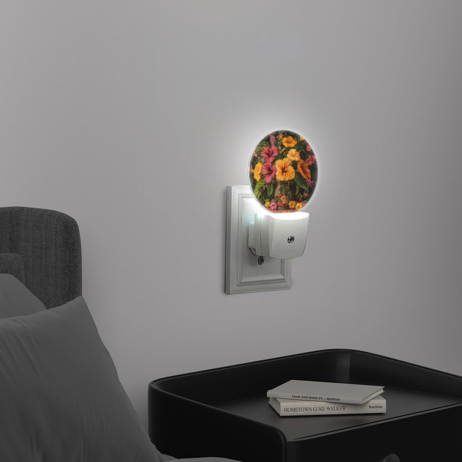 LED Night Lights Lamp with Dusk to Dawn Sensor, Beautiful Vase Filled with Fusoia Flowers Night Light Plug Into Wall for Kids Room…