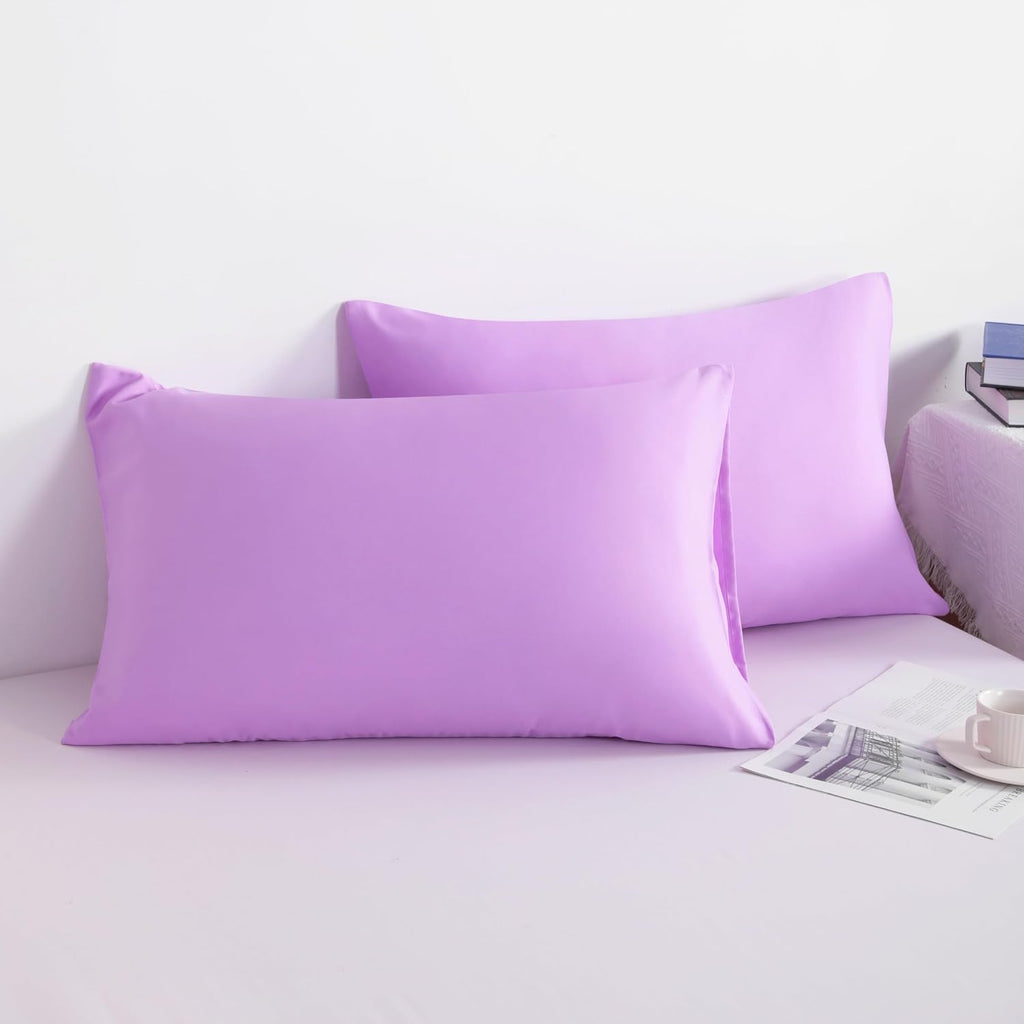 Ntbay Queen Pillowcase Set - 4 Pack Brushed Microfiber 20x30 Pillowcases - Soft, Wrinkle-Free, Fade-Resistant, Stain-Resistant, Light Purpl…