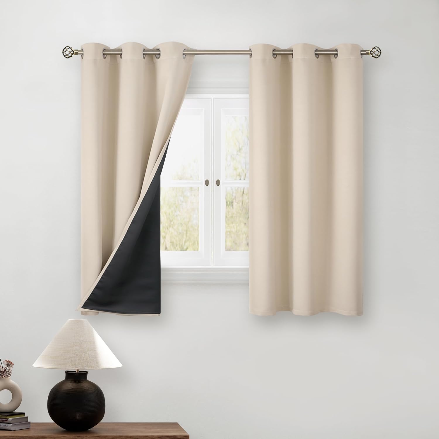 BGment Short 100% Blackout Curtains for Bedroom, Thermal Insulated Energy Efficiency Noise Reducing Grommet Curtains 54 Inch Length with Li…