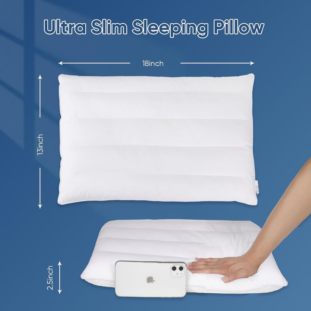 MINUPWELLHome MINUPWELL Ultra Flat Small Pillow for Sleeping, 18x13in Small Pillow for Travel 7D High Support 2.5 inch Height Ultra Thin Mi…