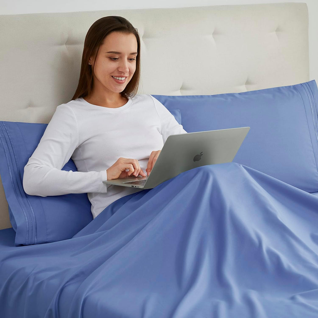 Nestl Microfiber King Pillowcase, 2 - Calm Blue, 1800 Thread Count, Envelope Closure, Set of 2, 20x40 Inches cotton Blue