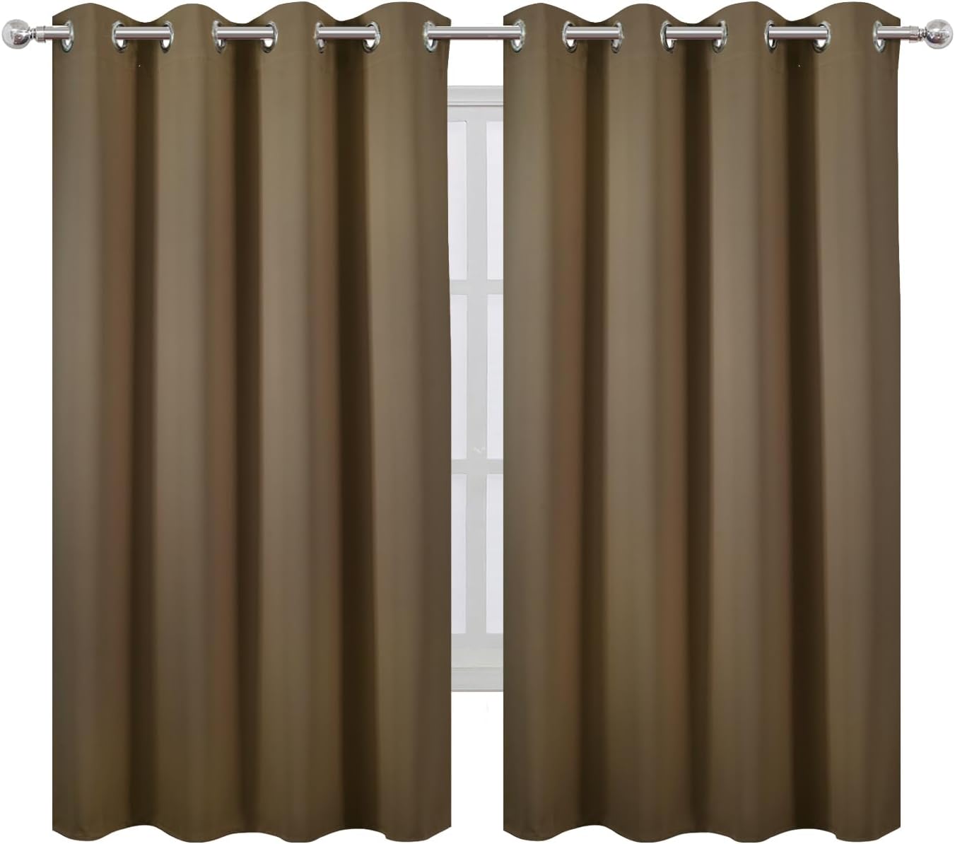 Lemomo Brown Blackout Curtains 66 x 63 Inch Length/Set of 2 Curtain Panels/Thermal Insulated Room Darkening Blackout Curtains for Bedroom 6…