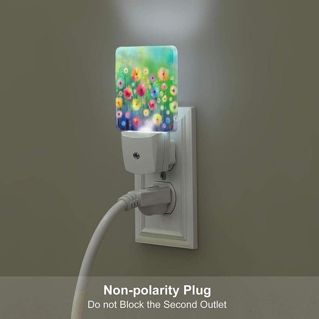 Colorful Countryside Wildflowers Night Light, Plug Into Wall Decor for Stairway, Hallway, Kitchen, Dusk to Dawn Sensor Nightlights for…