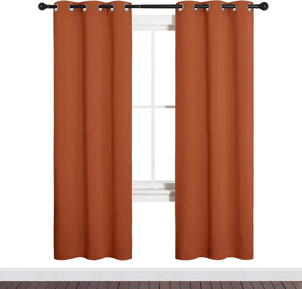 NICETOWN Blackout Curtain Panels for Girls Room, Nursery Essential Thermal Insulated Solid Grommet Top Blackout Drapes (Burnt Orange, 1…