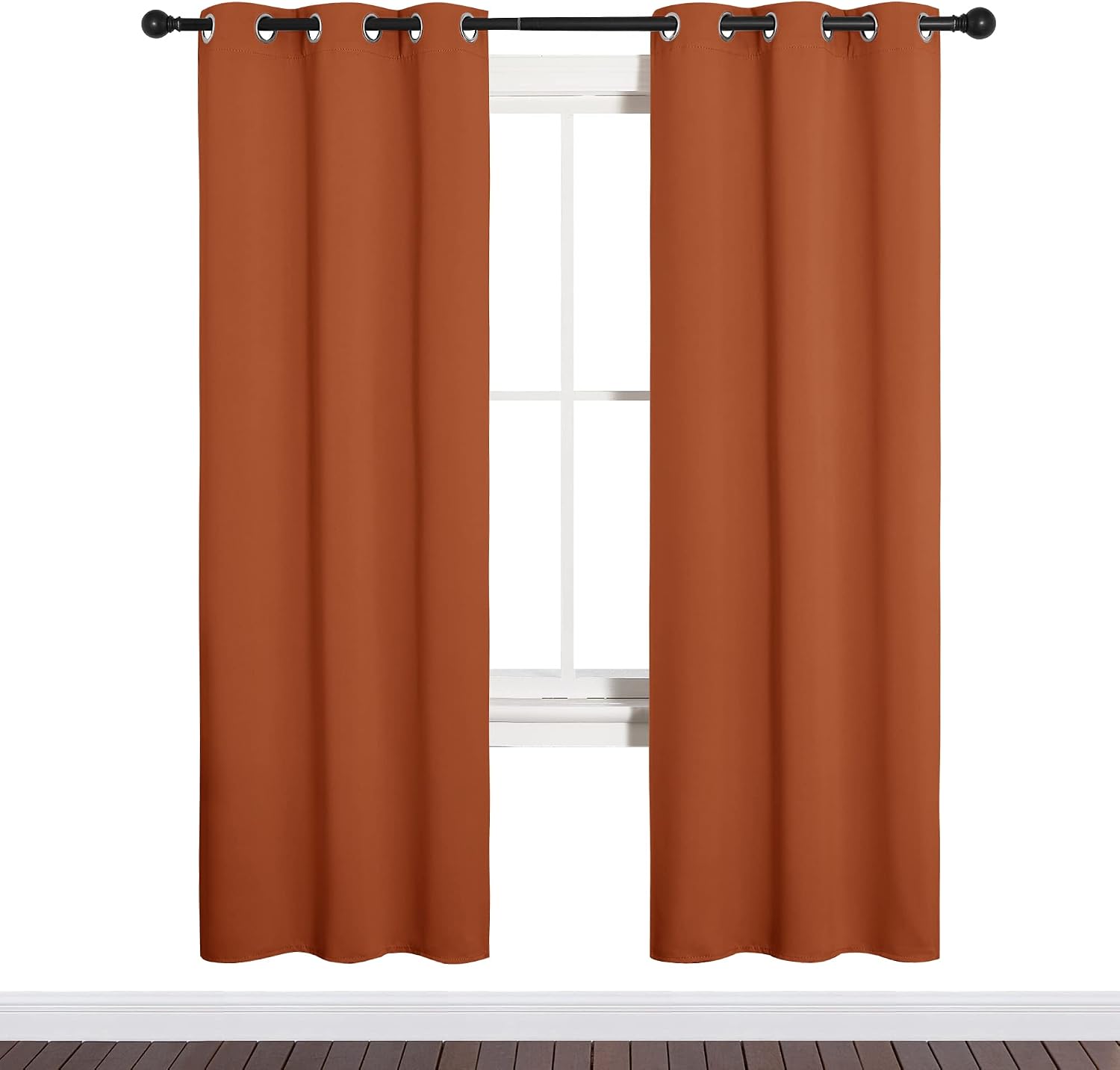 NICETOWN Blackout Curtain Panels for Girls Room, Nursery Essential Thermal Insulated Solid Grommet Top Blackout Drapes (Burnt Orange, 1…