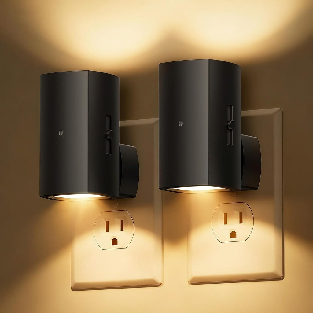 Brightown 2 Pack Night Lights Plug Into Wall, Modern Night Light with Rotating Plug, Dusk to Dawn Sensor, 0-100LM Stepless Dimming…