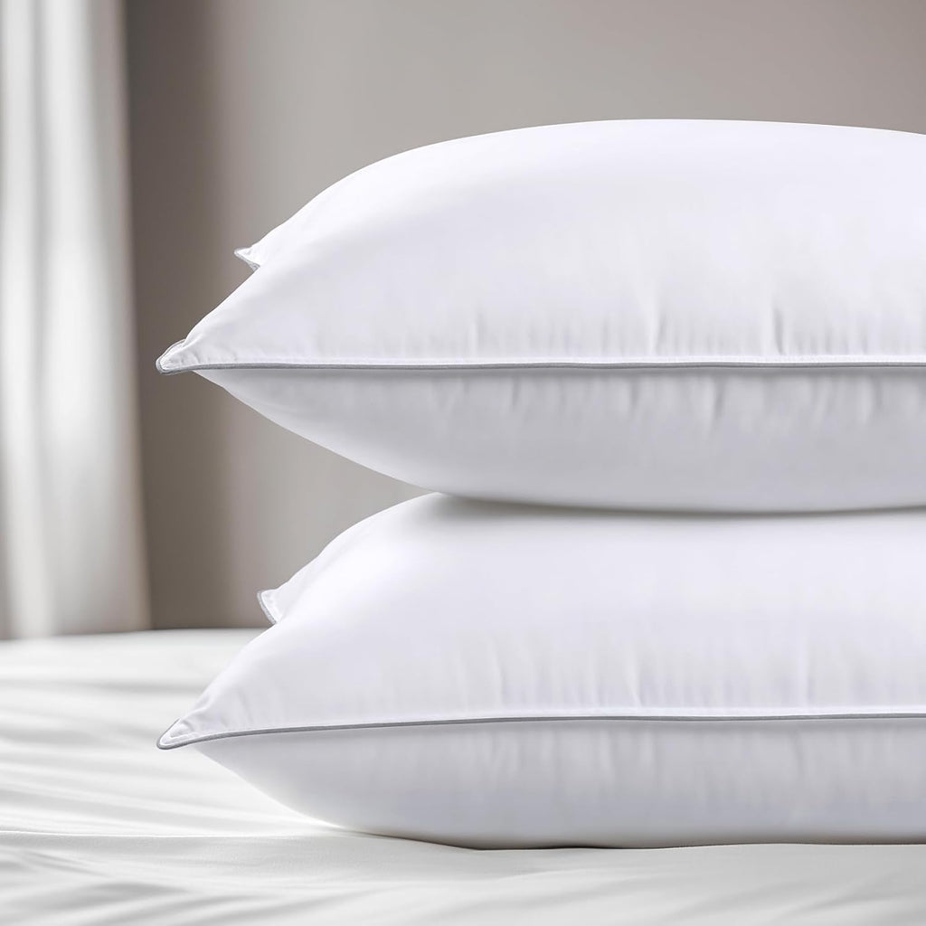 Viewstar Bed Pillows Queen Sizes Set of 2, Hotel Quality Cooling Down Alternative Gusseted Pillows for Side, Back, or Stomach Sleepers, Dou…