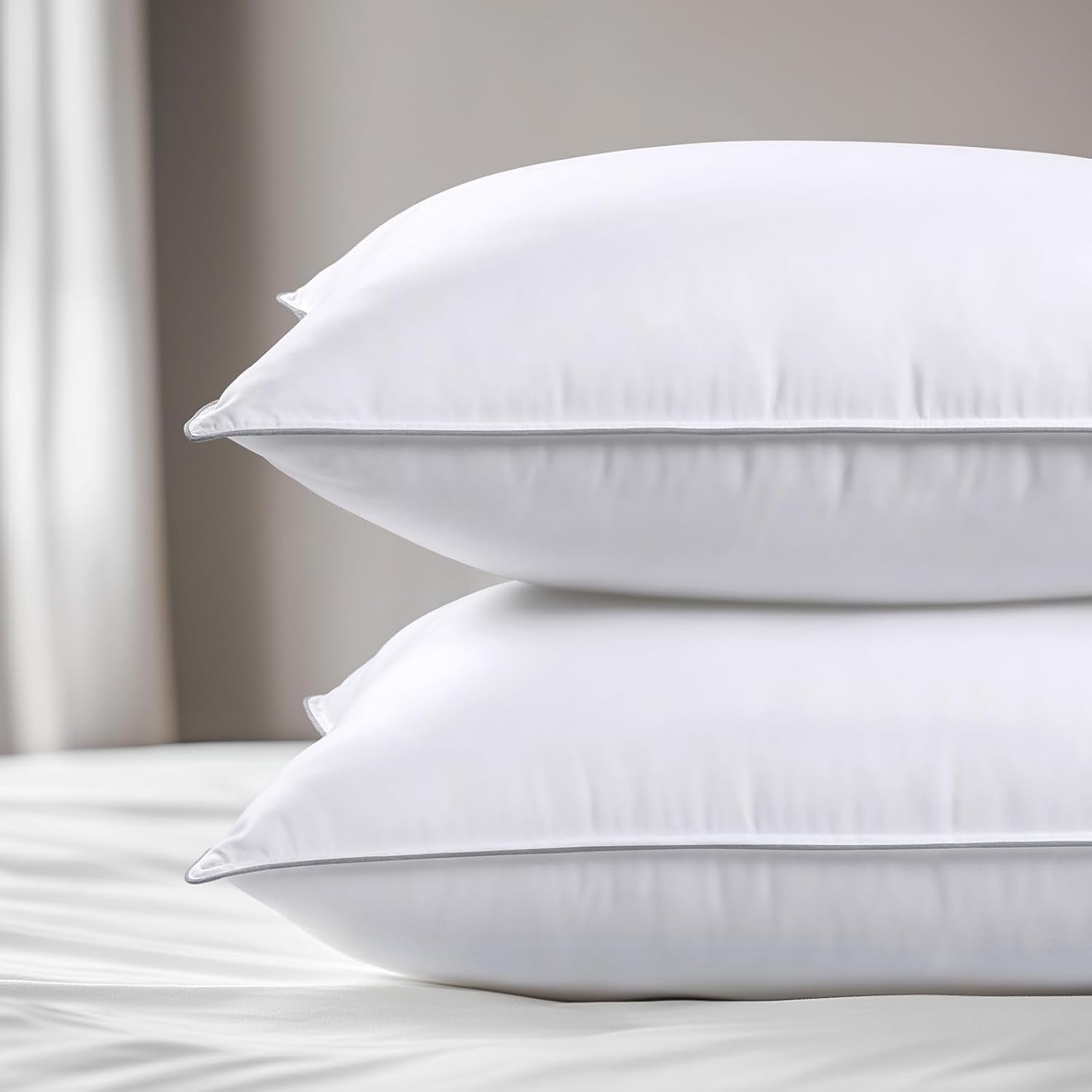 Viewstar Bed Pillows Queen Sizes Set of 2, Hotel Quality Cooling Down Alternative Gusseted Pillows for Side, Back, or Stomach Sleepers, Dou…