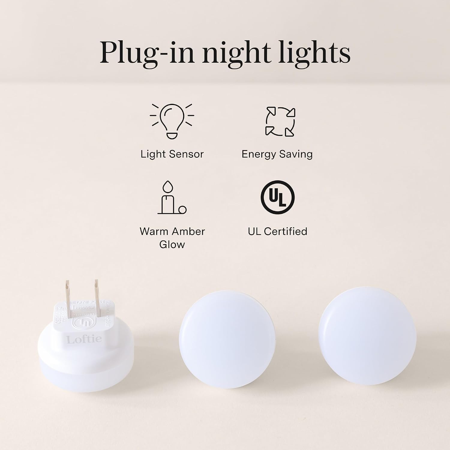 Loftie Night Lights Plug into Wall - 0.5W Plug in Night Light - Warm Amber Glow, Wall Light Sensing Dusk to Dawn - 2000K, UL Certified…