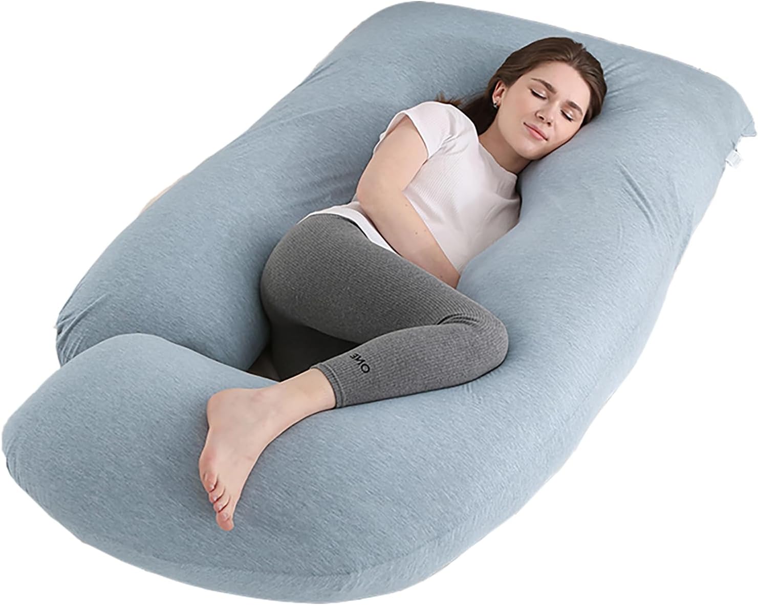 Jcickt Pregnancy Pillow for Sleeping,59 inch Maternity Pillow with Removable Washable Cover, J-Shaped Cooling Full Body Pregnant Pillow…