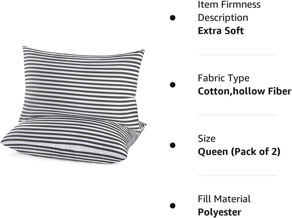 EIUE Bed Pillows for Sleeping 2 Pack Queen Size, Super Soft Down Alternative Microfiber Filled Pillows, Pillows for Side and Back…