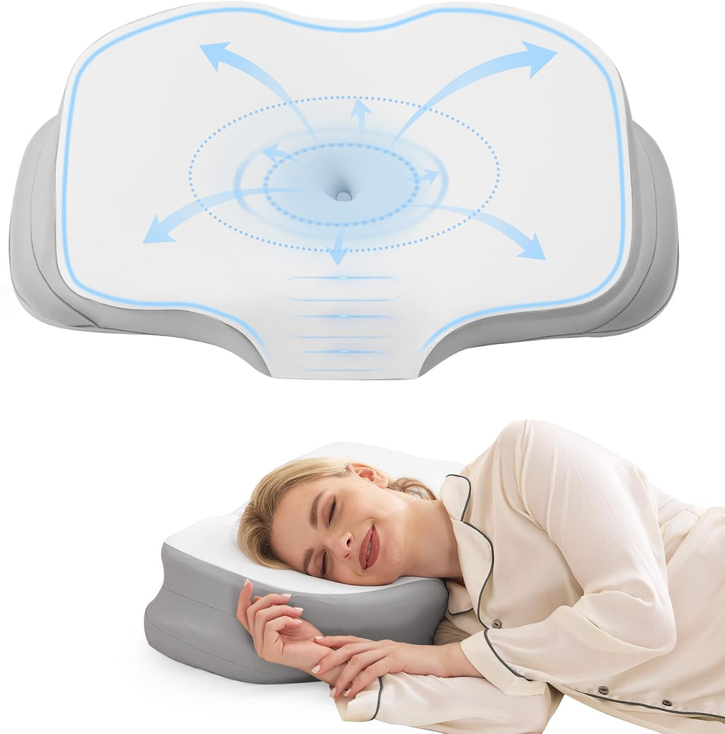 Nappixel Cervical Neck Pillow for Sleeping, Ergonomic Side Sleeper Pillow, Memory Foam Pillows for Neck and Shoulder, Removable Washable C…