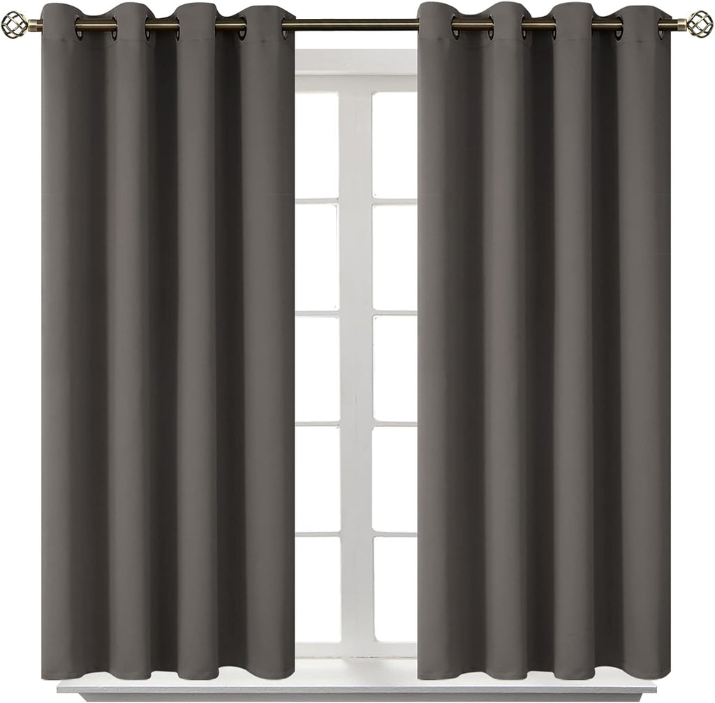 BGment Blackout Curtains for Bedroom - Grommet Thermal Insulated Room Darkening Curtains for Living Room, Set of 2 Panels (52 x 45 Inch, Gr…