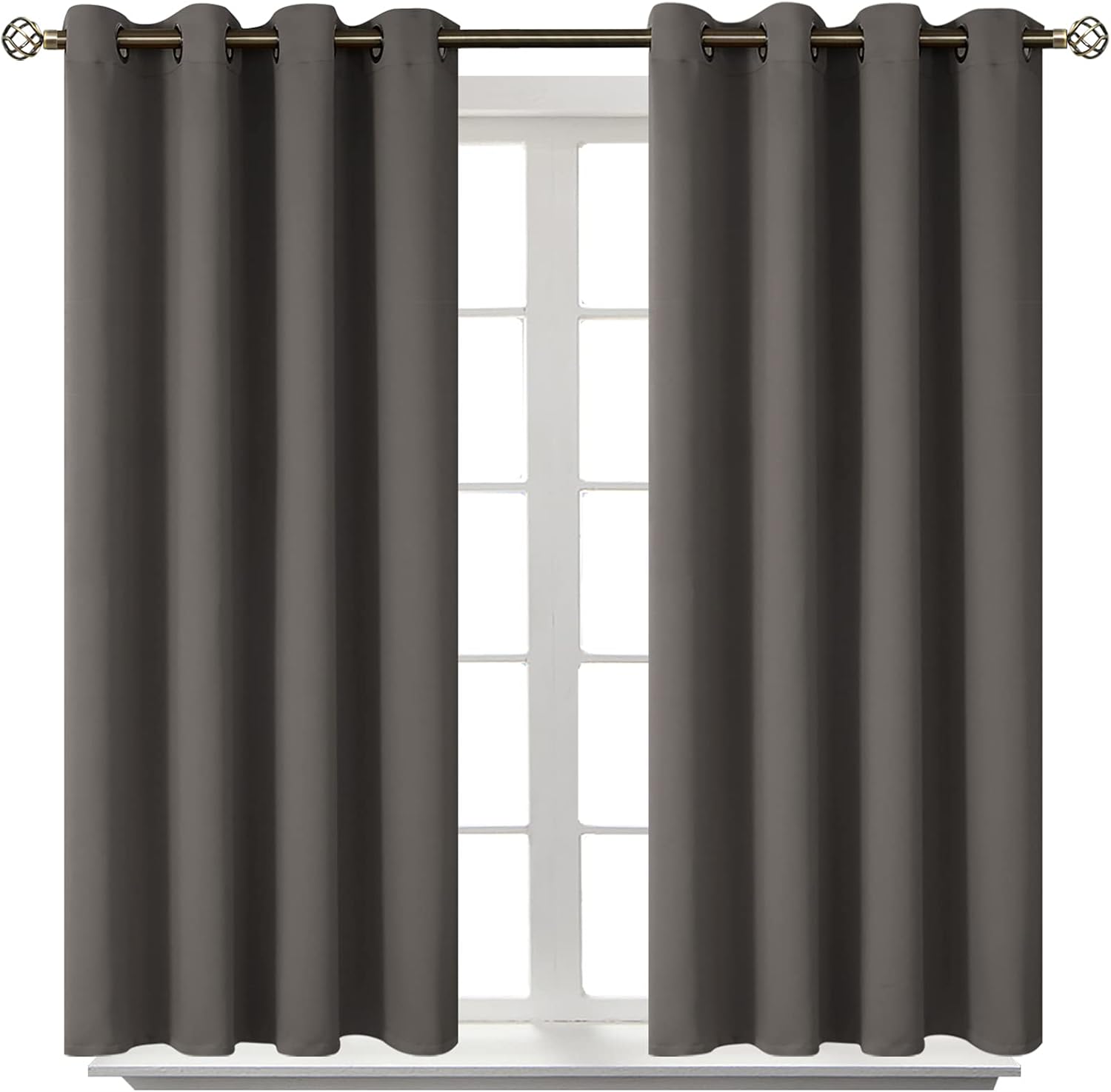BGment Blackout Curtains for Bedroom - Grommet Thermal Insulated Room Darkening Curtains for Living Room, Set of 2 Panels (52 x 45 Inch, Gr…