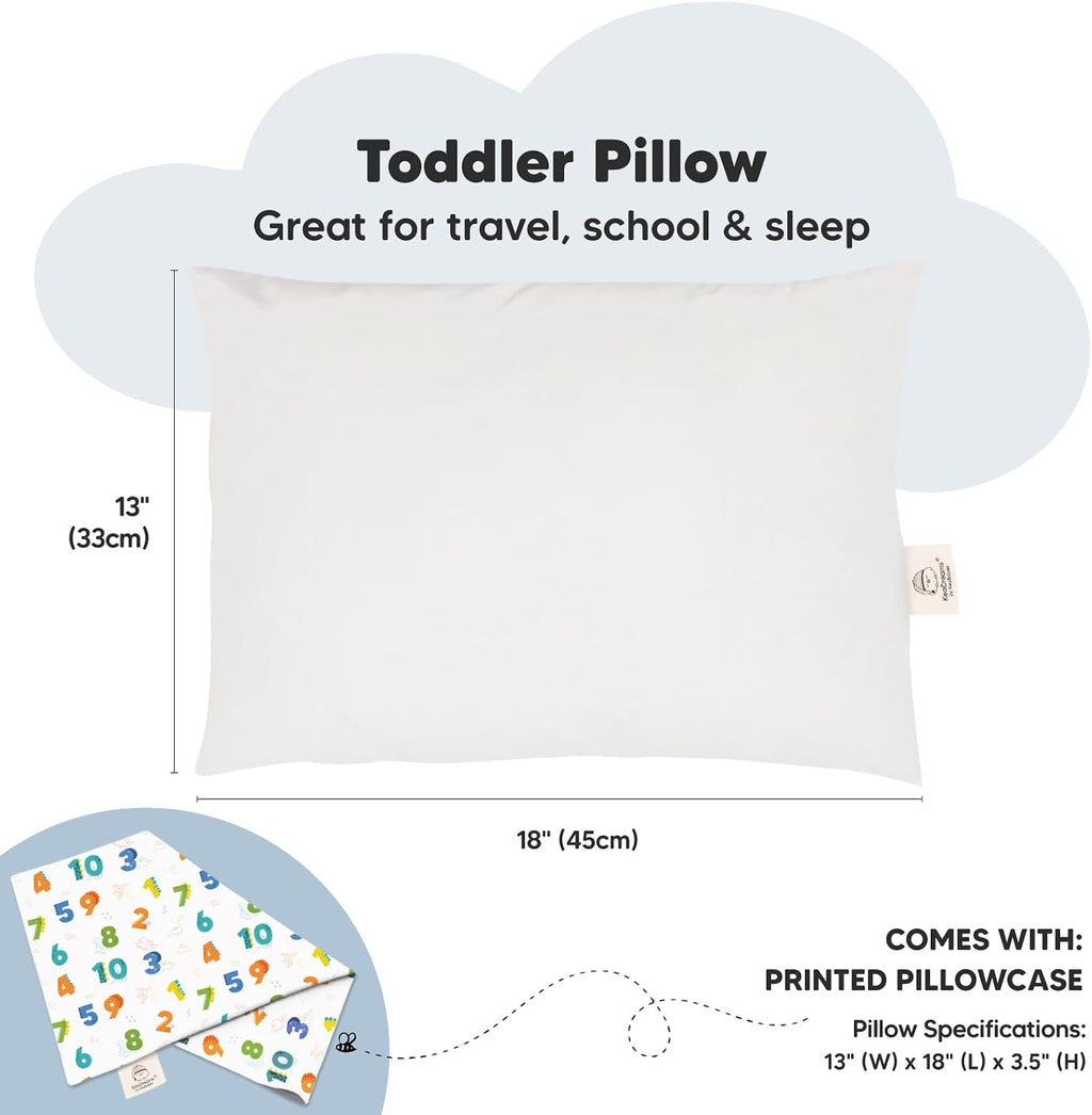 Toddler Pillow with Pillowcase - 13x18 My Little Dreamy Kids Travel Bed Pillows for Sleeping, Organic Cotton Small Pillowcase, Soft &…