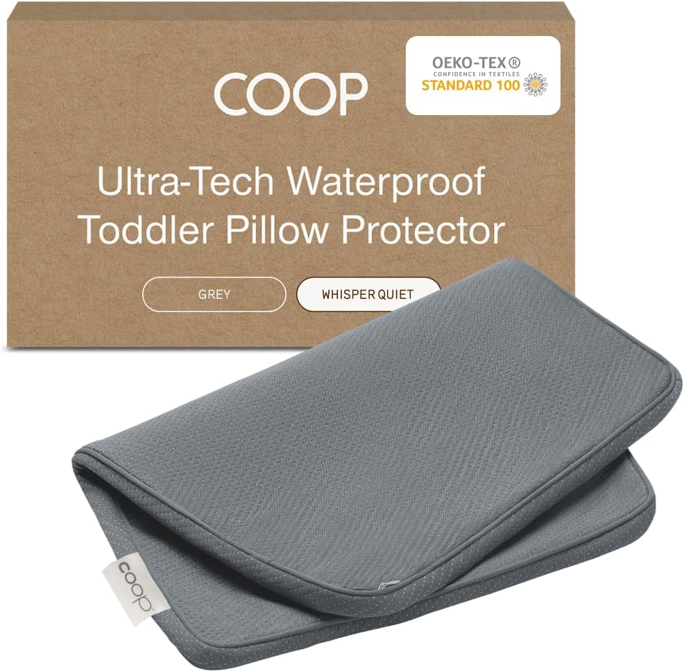 Coop Home Goods Ultra-Tech Toddler Pillow Protector Grey for Memory Foam Pillows, Waterproof, Toddler Size Pillow Covers, Oeko-Tex…