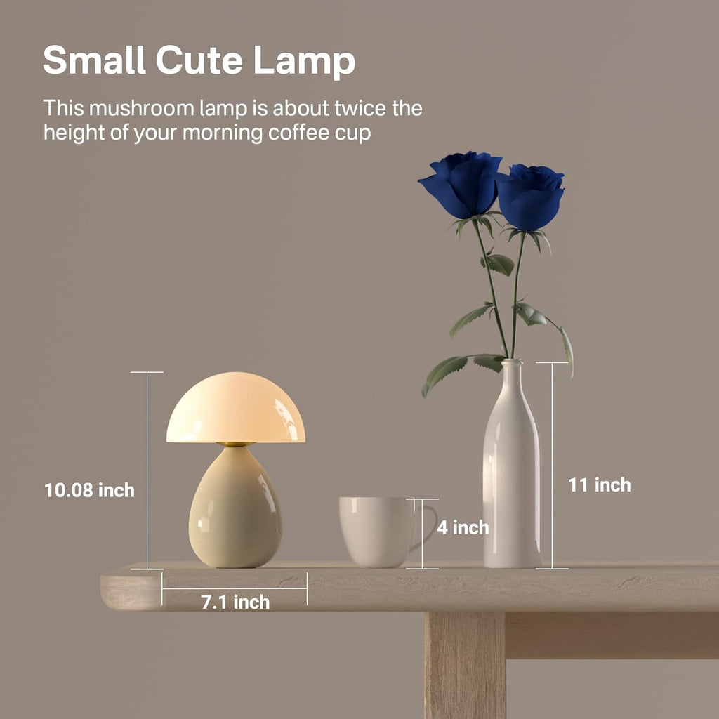 Dawnwake Mushroom Lamp Table Lamp for Bedroom, Ice Crackle Desk Lamp Bedside Small Lamps for Living Room Night Stands, Table Lamps Cute…