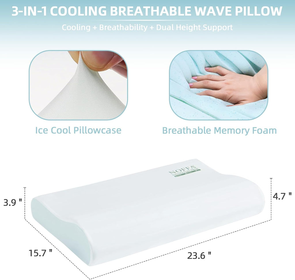 Noffa Cervical Neck Pillow for Neck, Neck Support Pillows for Sleeping, Contour Memory Foam Pillow with Cooling Pillowcase, Orthopedic Pil…
