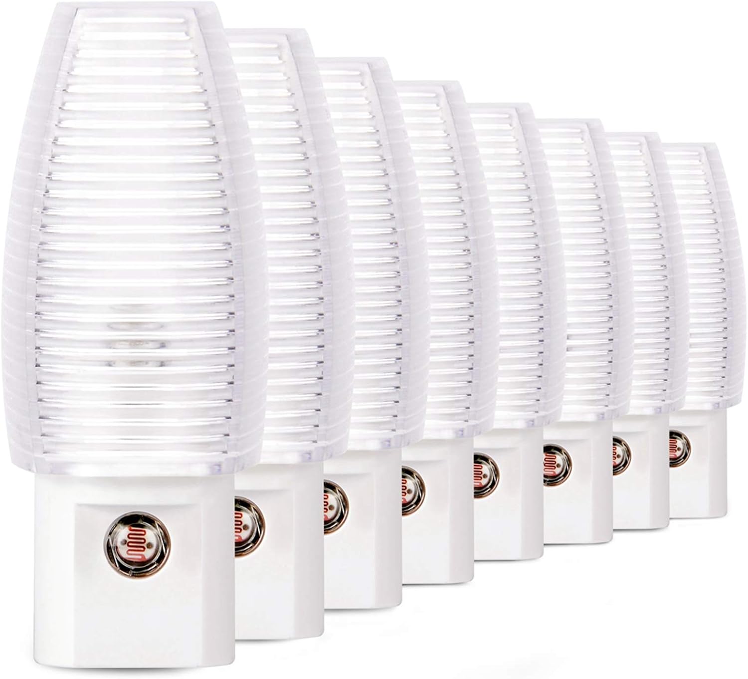 Emotionlite 8 Pack Plug in Night Light, Warm White LED Nightlight, Dusk to Dawn Sensor, Kids, Nursery, Bedroom, Bathroom, Hallway, Stairs…