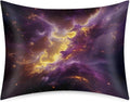 Satin Pillowcase for Hair and Skin Purple Gold Galaxy Abstract Soft Silk Pillow Case with Envelope Closure Cooling Pillow Cases Slip…